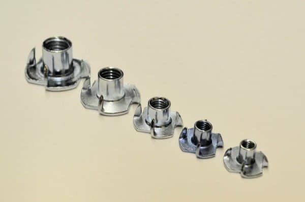 M4 Steel 4 Pronged T Nuts Bright Zinc Plated For Wood