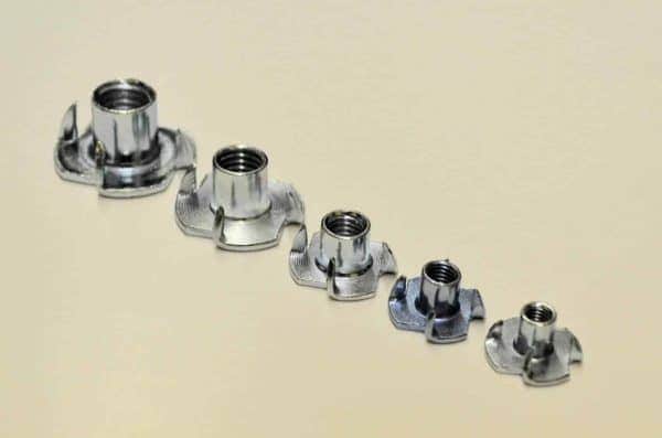 M4 Steel 4 Pronged T Nuts Bright Zinc Plated For Wood
